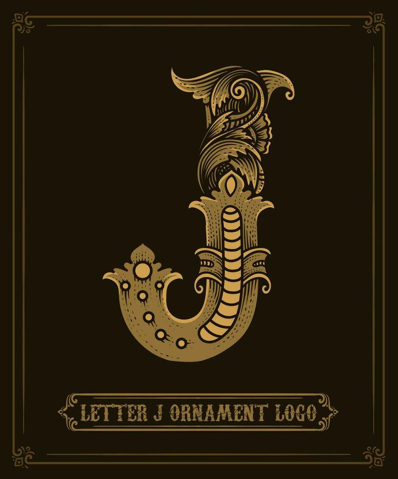 ancien ornement logo lettre j - vecteur logo