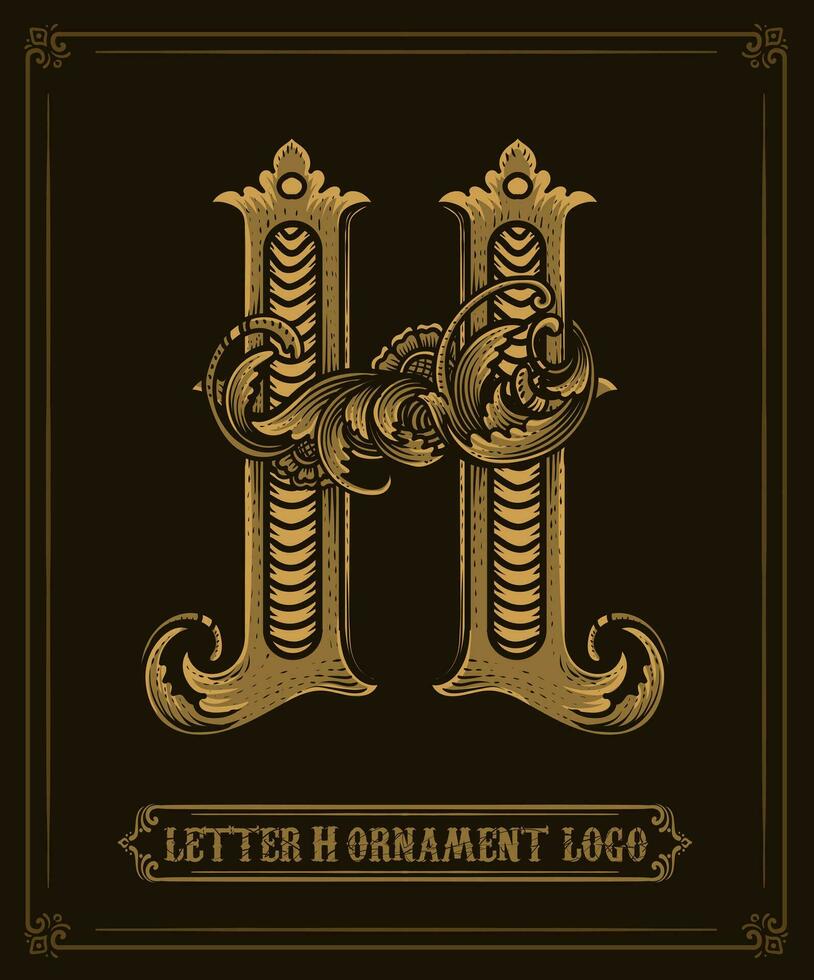 ancien ornement logo lettre h - vecteur logo