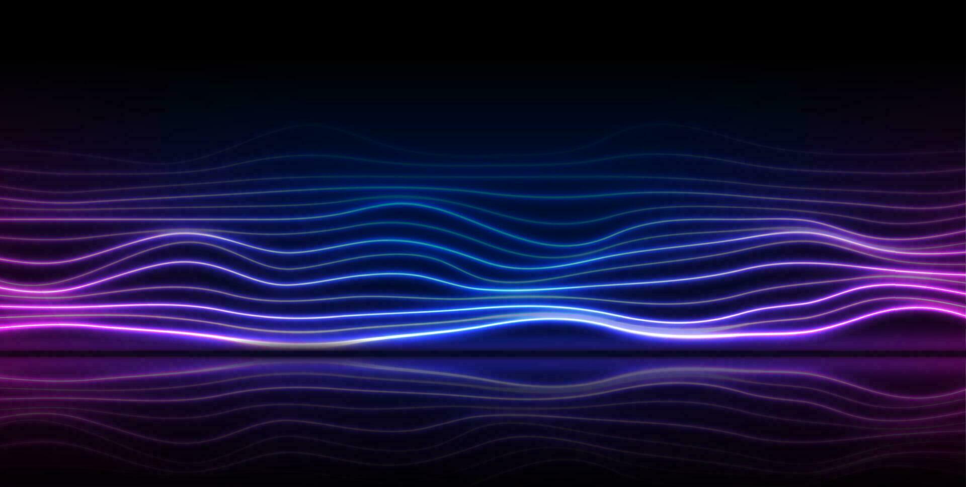 bleu violet néon vagues abstrait La technologie Contexte vecteur