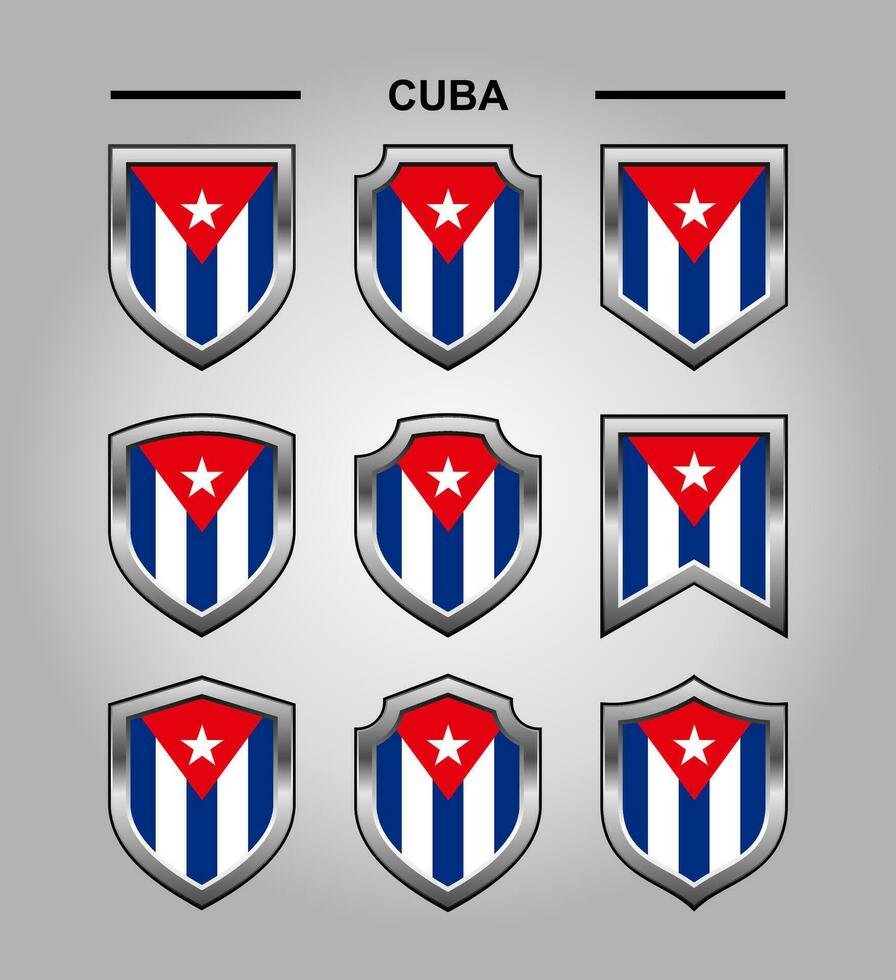 Cuba nationale emblèmes drapeau et luxe bouclier vecteur