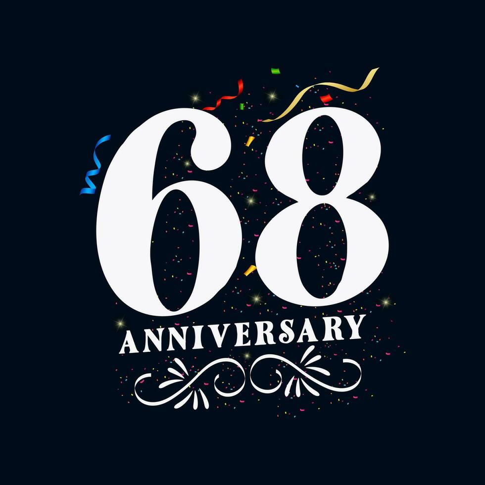 68 anniversaire luxueux d'or Couleur 68 ans anniversaire fête logo conception modèle vecteur