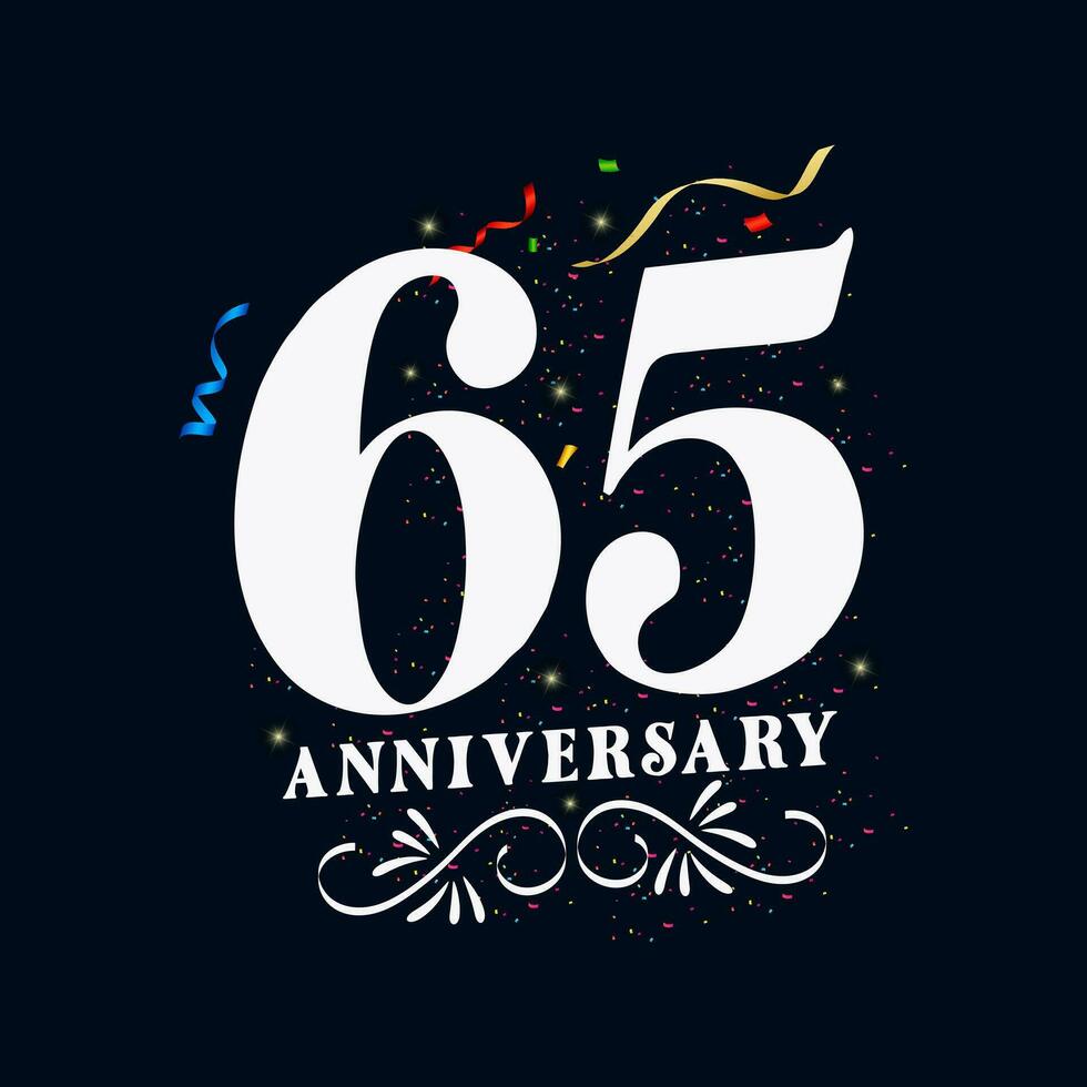 65 anniversaire luxueux d'or Couleur 65 ans anniversaire fête logo conception modèle vecteur