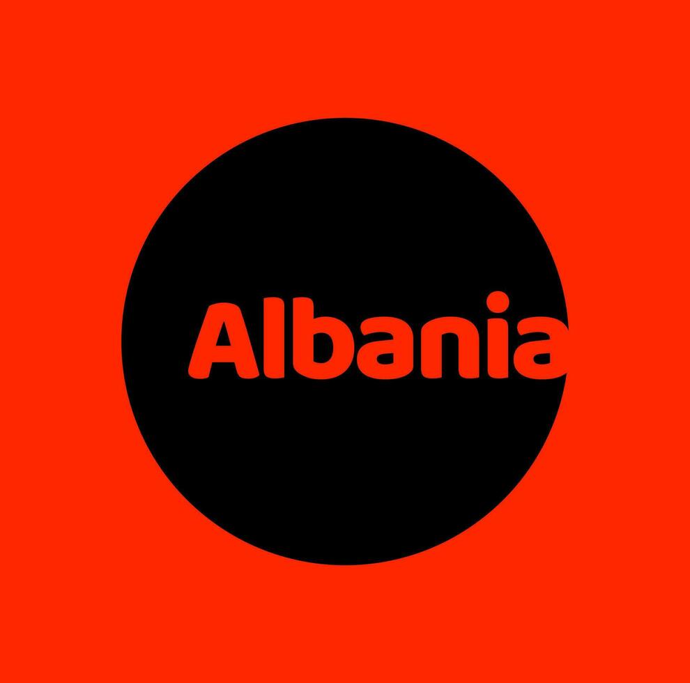 Albanie pays Nom typographie dans une nationale drapeau couleur. vecteur