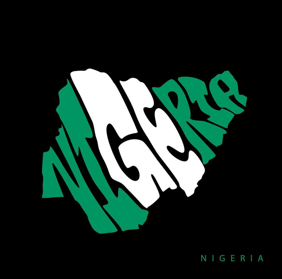 Nigeria carte typographie avec nationale drapeau couleur. vecteur