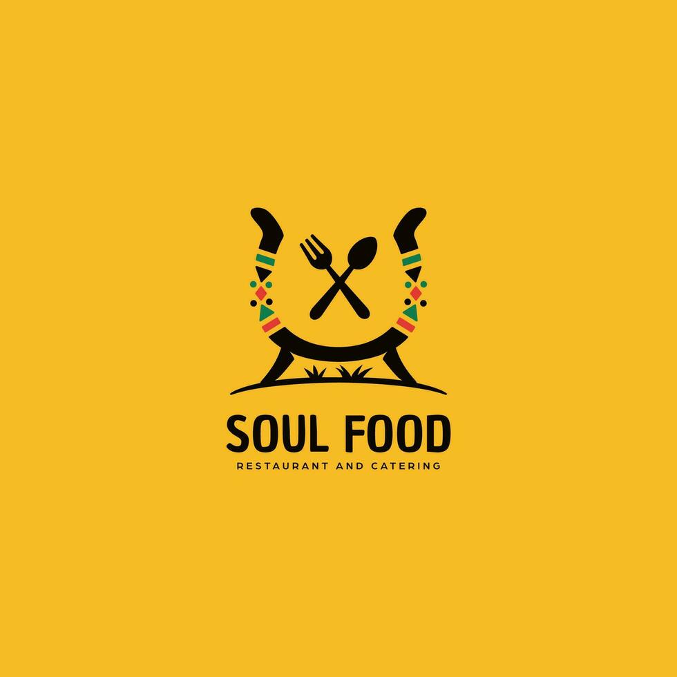 âme nourriture cuisine et restauration affaires logo modèle de ethnique africain américain culturel nourriture et restaurant logo avec chaud pot et africain modèle décoration vecteur