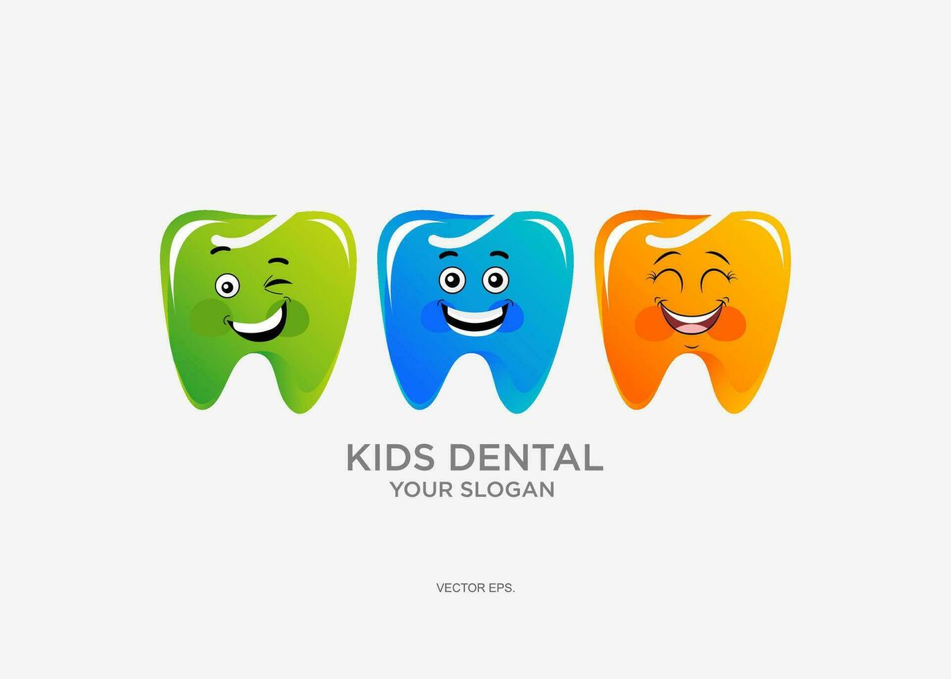 des gamins dentaire logo conception avec coloré les dents vecteur