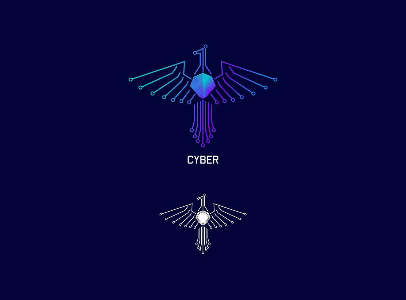 une logo pour cyber oiseau vecteur