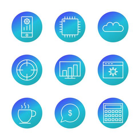 Ensemble d&#39;icônes d&#39;optimisation de moteur de recherche vecteur référencement