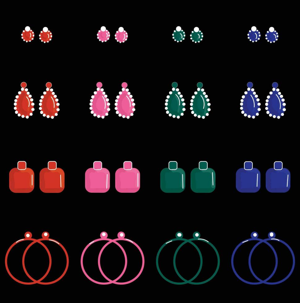 des boucles d'oreilles ensemble main tiré illustration vecteur