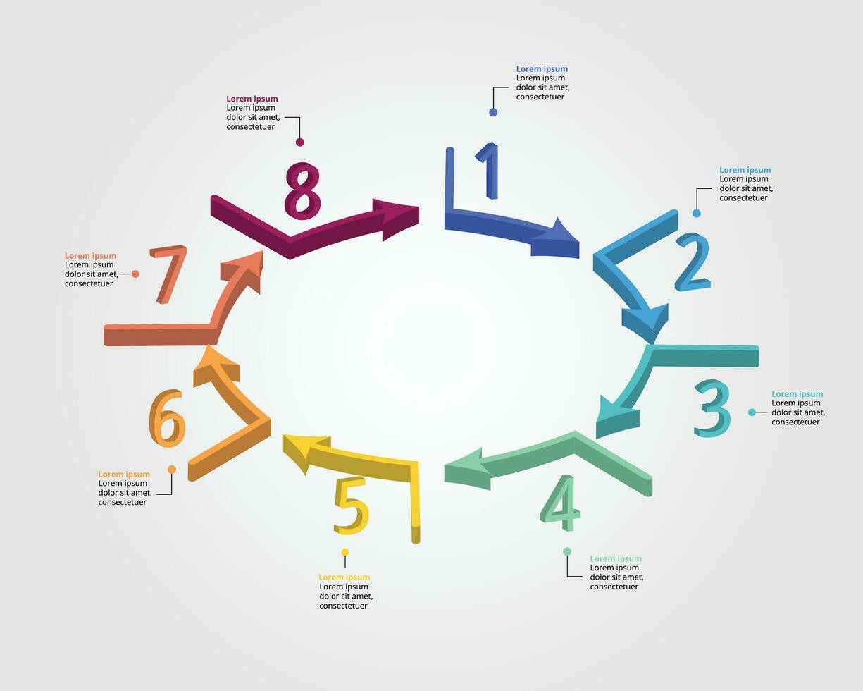 8 La Flèche modèle pour infographie pour présentation pour 8 élément vecteur