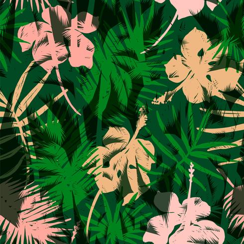 Modèle exotique sans couture avec des plantes tropicales. vecteur