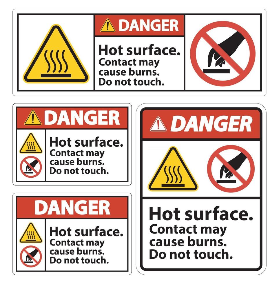 Danger surface chaude ne touchez pas le signe symbole isoler sur fond blanc, vector illustration