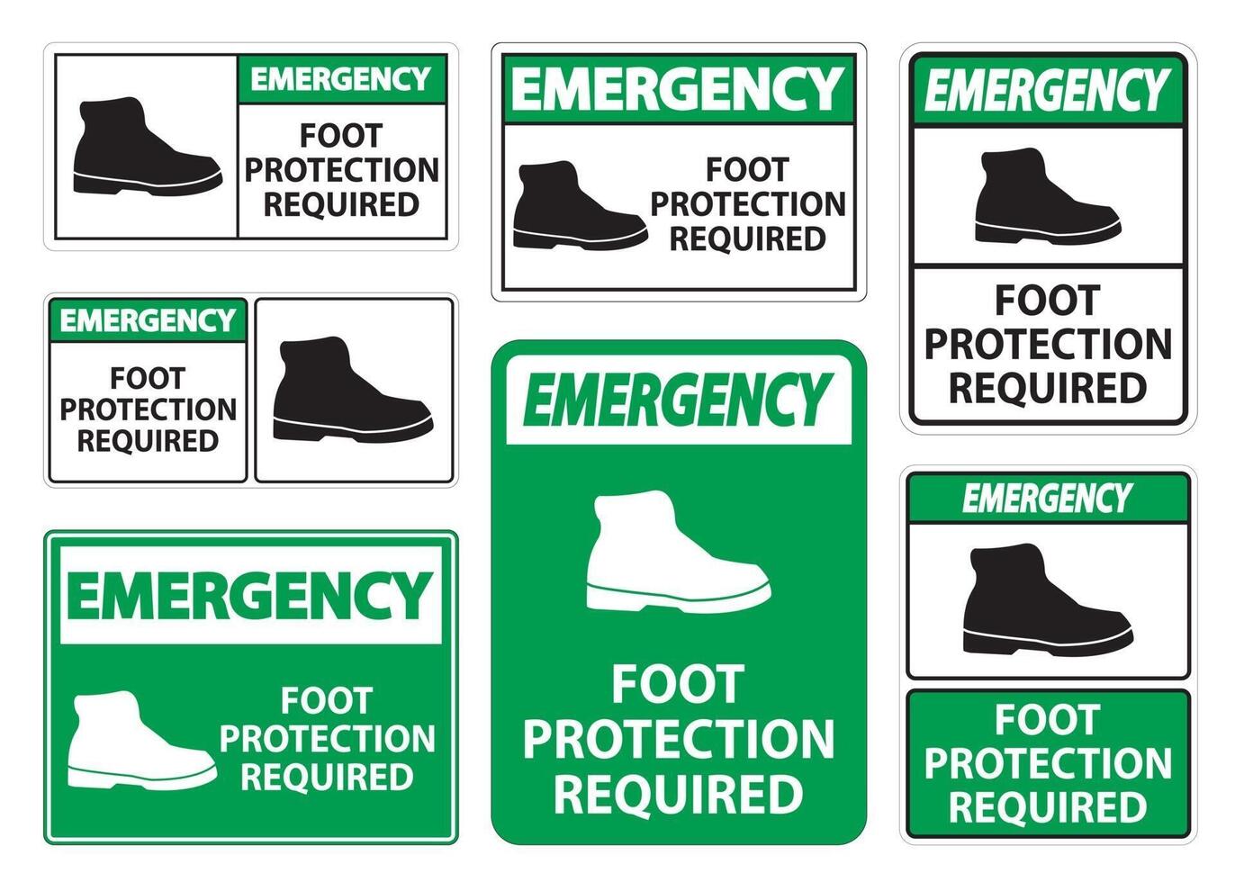 Protection des pieds d'urgence requise signe symbole mur isoler sur fond transparent, illustration vectorielle vecteur