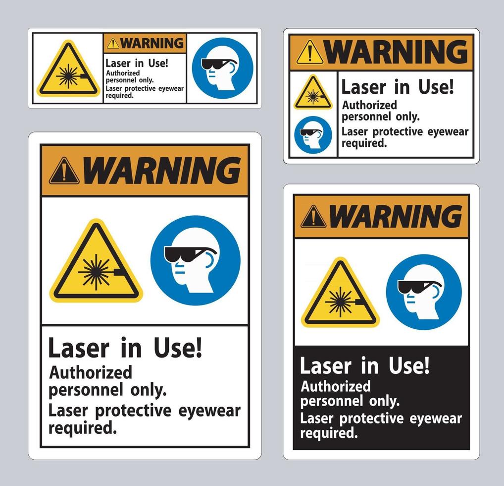 panneau d'avertissement laser en cours d'utilisation personnel autorisé uniquement protection laser vecteur