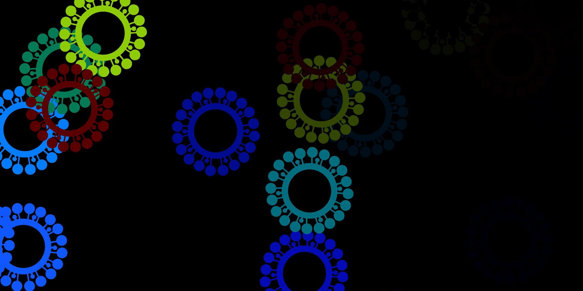 modèle vectoriel multicolore foncé avec des éléments de coronavirus.