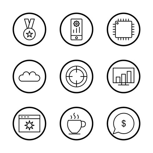 Ensemble d&#39;icônes d&#39;optimisation de moteur de recherche vecteur référencement