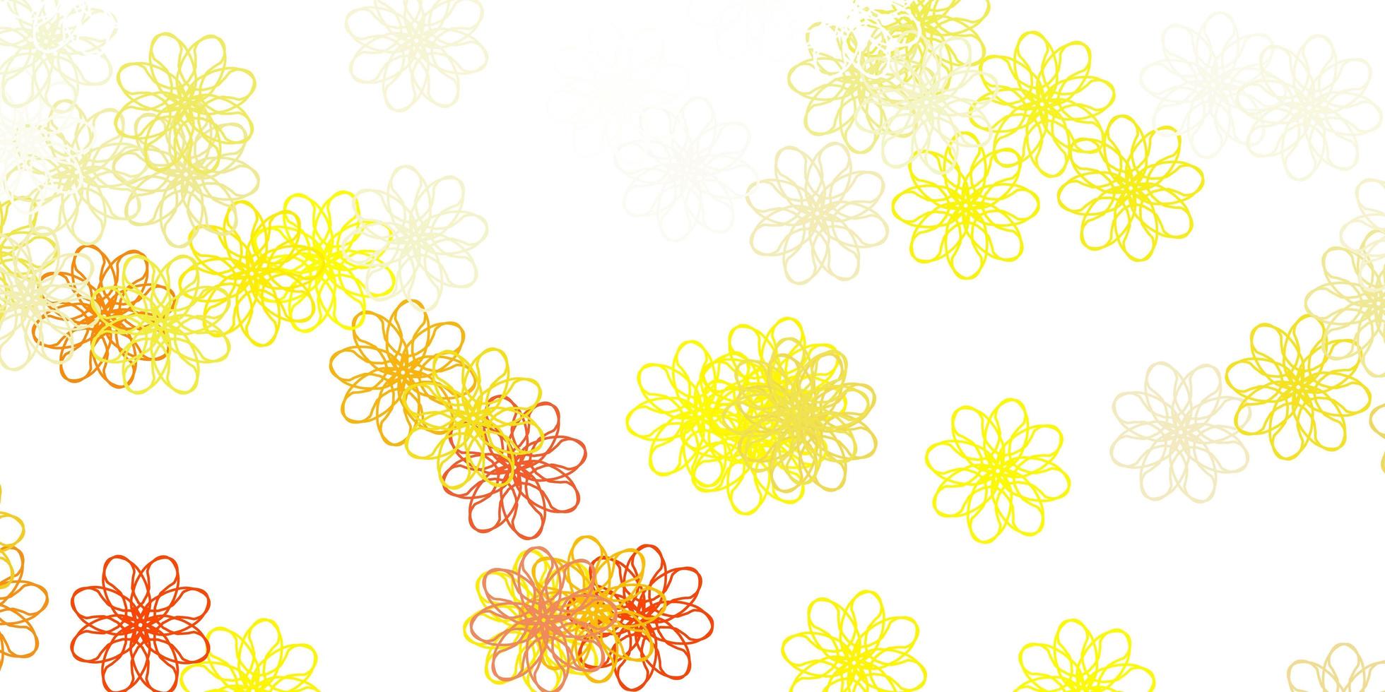 texture de doodle vecteur jaune clair avec des fleurs.