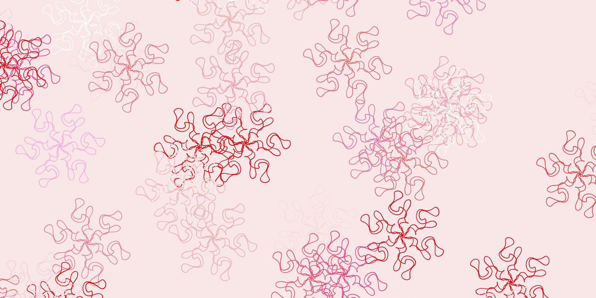 modèle de doodle vecteur rouge clair avec des fleurs.
