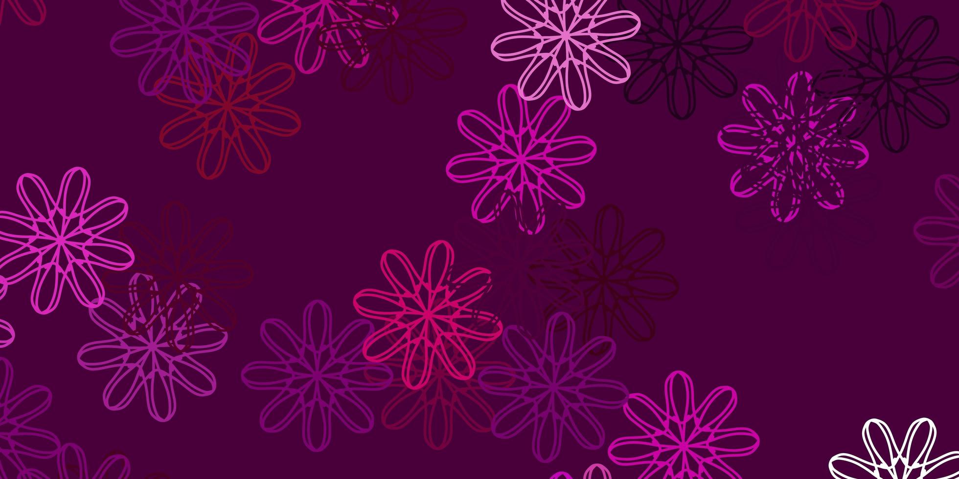 fond de doodle vecteur rose clair avec des fleurs.