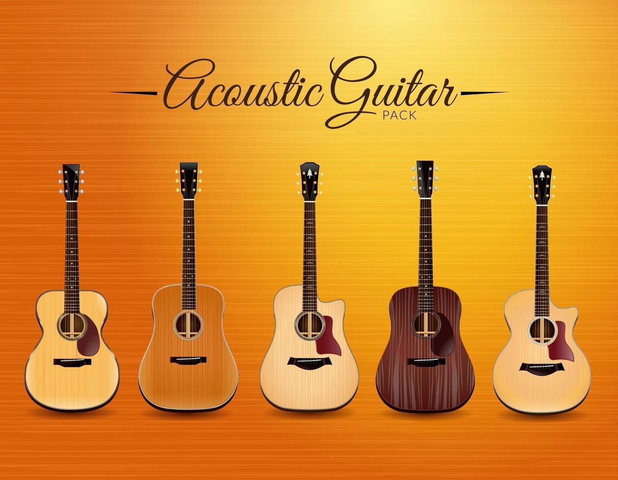 conception de collection de guitare acoustique réaliste vecteur