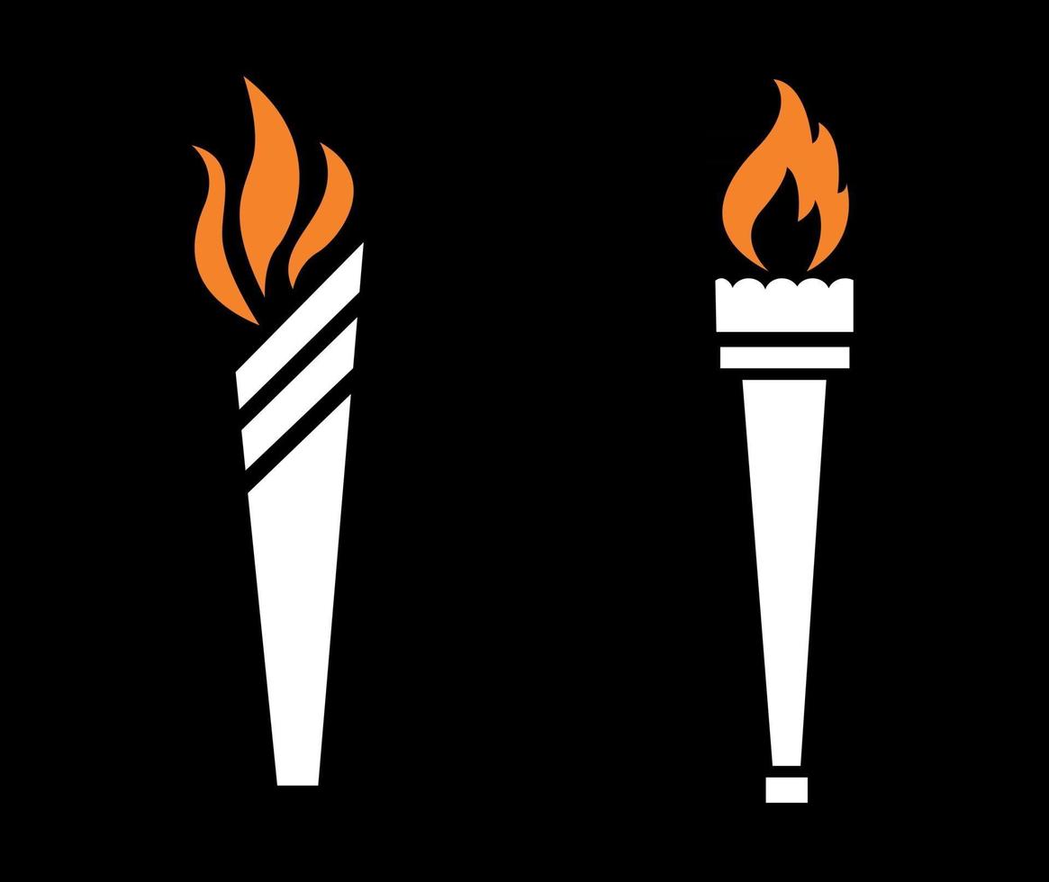 design torche symbole flamme résumé illustration vecteur sur fond noir