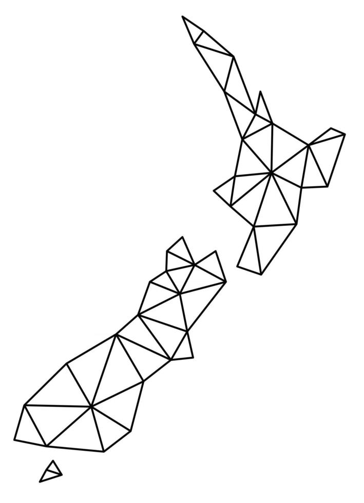 Carte du monde vectoriel polygonale de la Nouvelle-Zélande sur fond blanc.