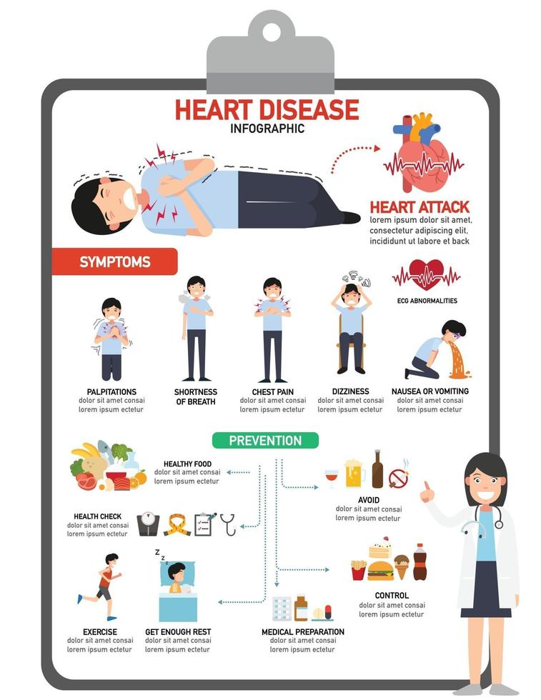 illustration vectorielle de maladie cardiaque infographie. vecteur