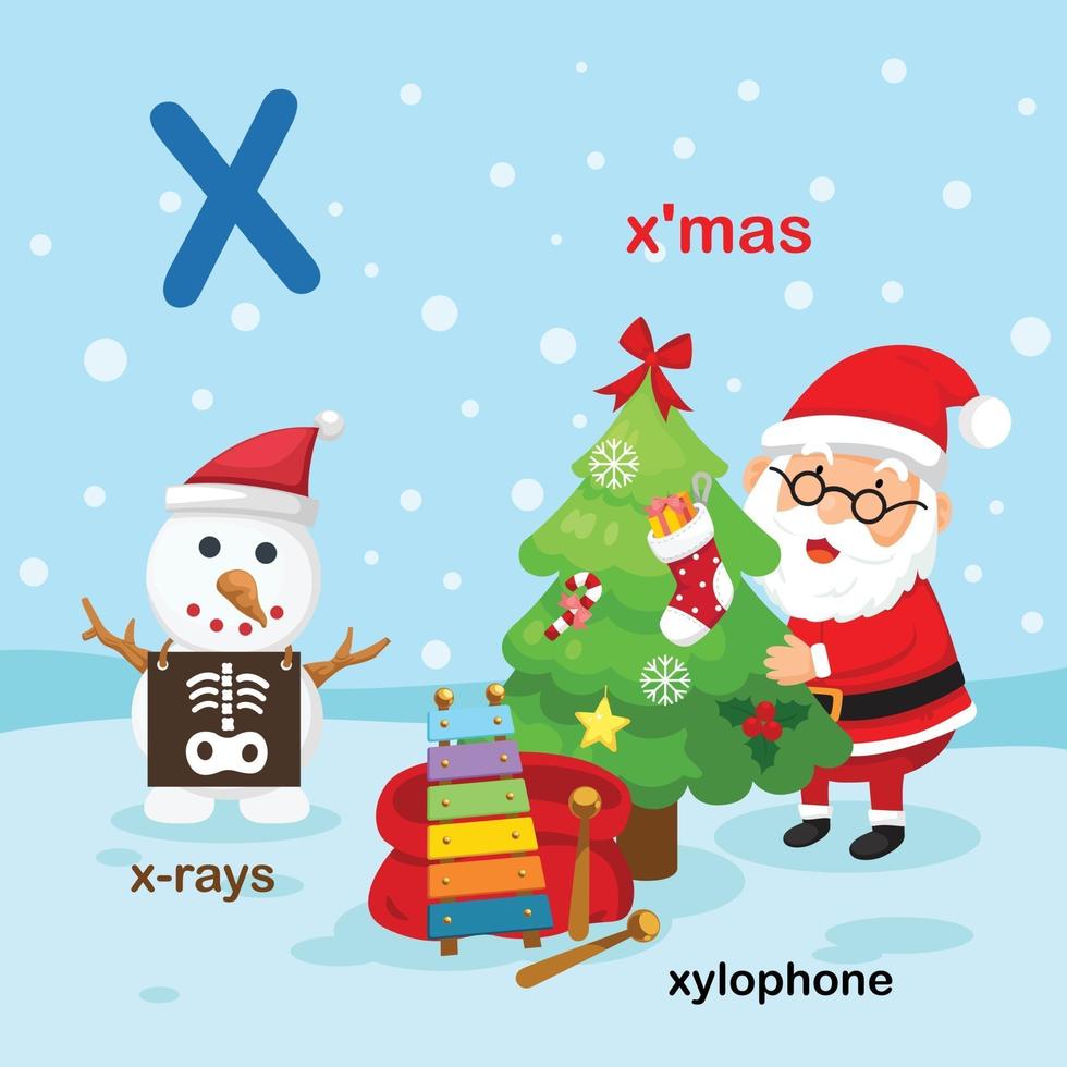 illustration isolé alphabet lettre xx-rays,xylophone,x'mas.vector vecteur