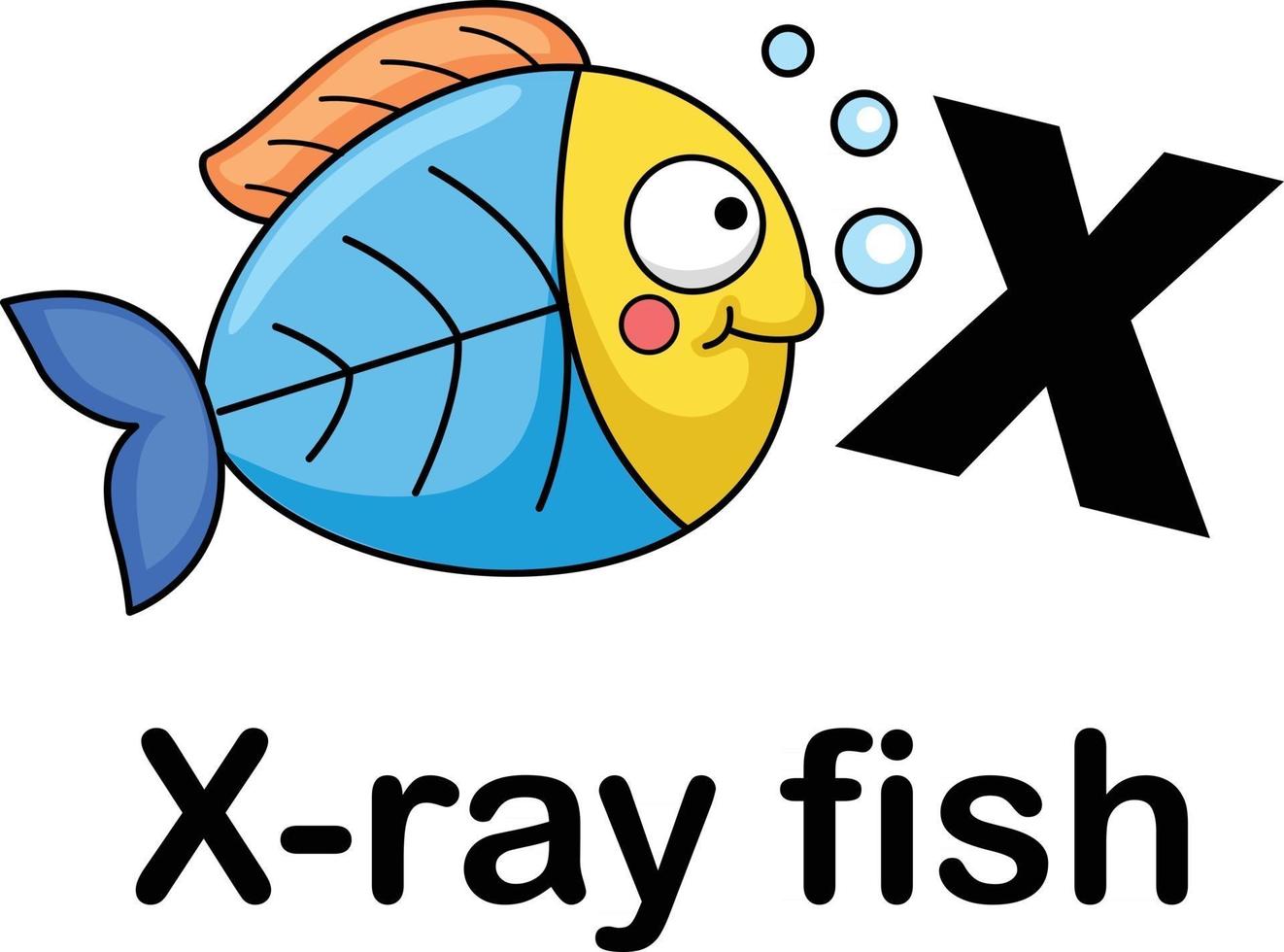 alphabet, lettre, xx, ray, fish, vecteur, illustration vecteur