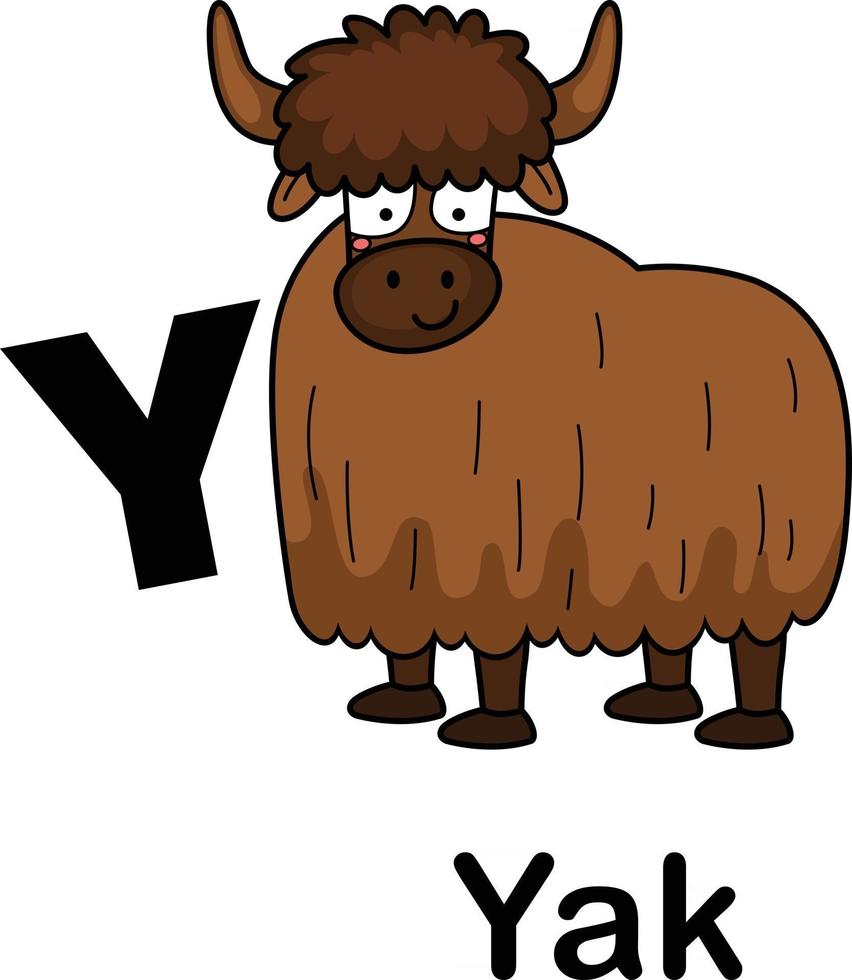 alphabet, lettre, y-yak, vecteur, illustration vecteur