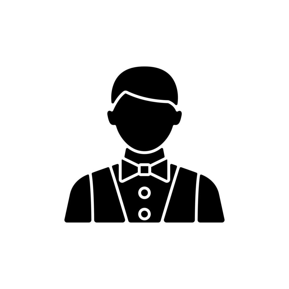 icône de glyphe noir serveur et barman. servir des aliments dans les restaurants et les salles à manger. préparer des repas pour les passagers pendant les vacances. symbole de silhouette sur un espace blanc. illustration vectorielle isolée vecteur