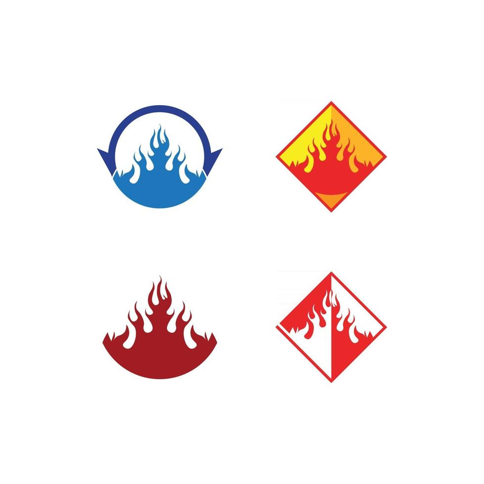 logo et icône de feu, énergie de conception d'illustration de flamme de vecteur d'élément enflammé chaud, chaud, avertissement, signe de cuisson, logo, icône, lumière, chaleur de puissance