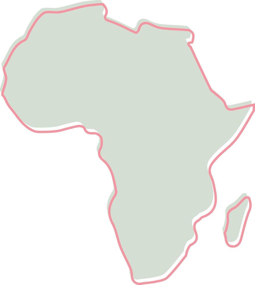 contour de décalage du continent africain ou carte de couleurs de trait et de remplissage vecteur