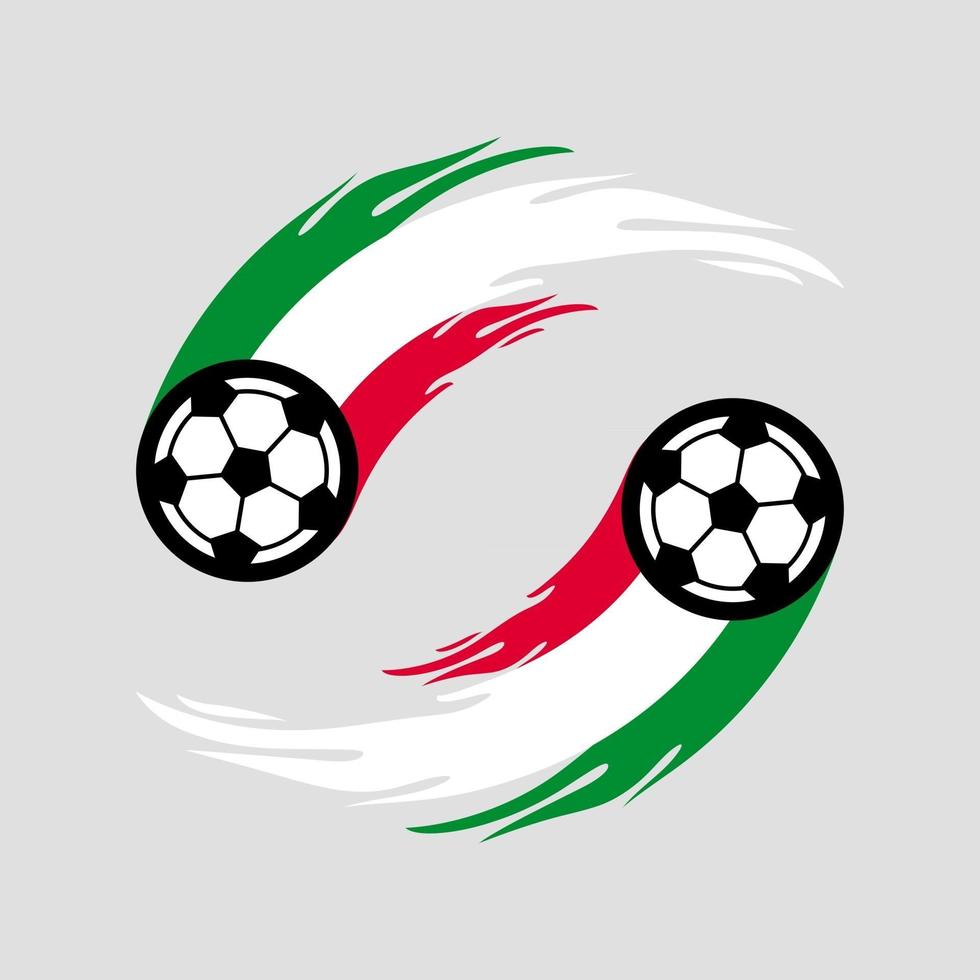 football ou football avec queue de feu dans le drapeau italien. vecteur