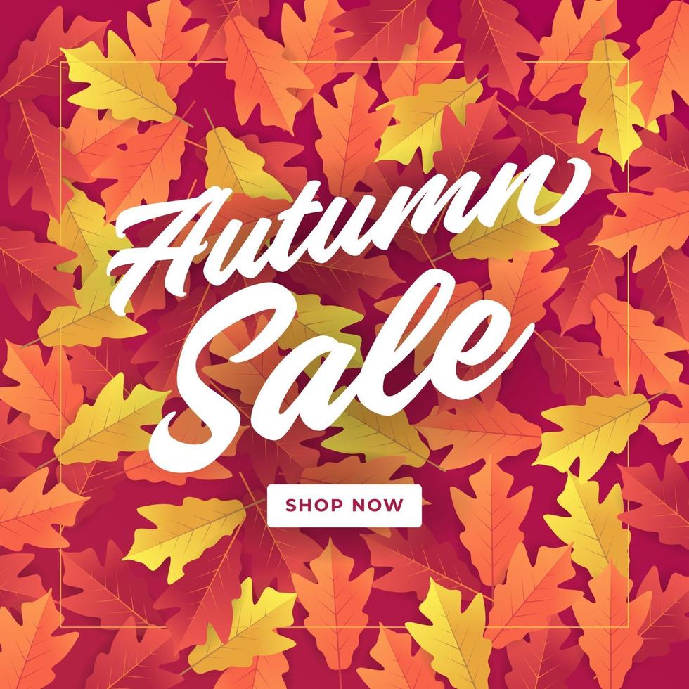 bannière de vente d'automne pour la vente d'achats. fond de feuilles d'automne colorées. vecteur