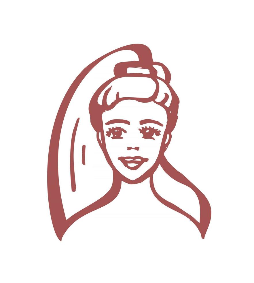 logo de visage de jeune fille vecteur