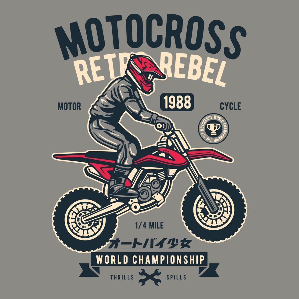 conception d'insigne vintage rebelle rétro motocross vecteur