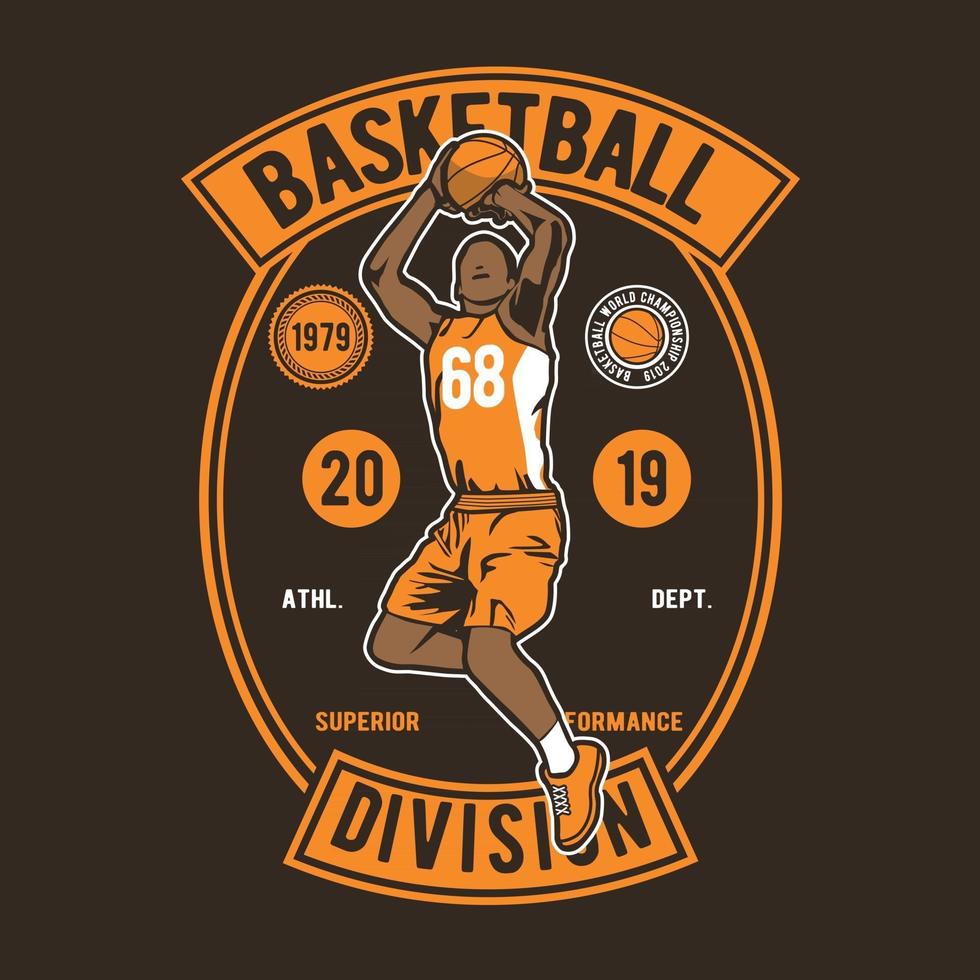 conception d'insigne vintage de division de basket-ball vecteur