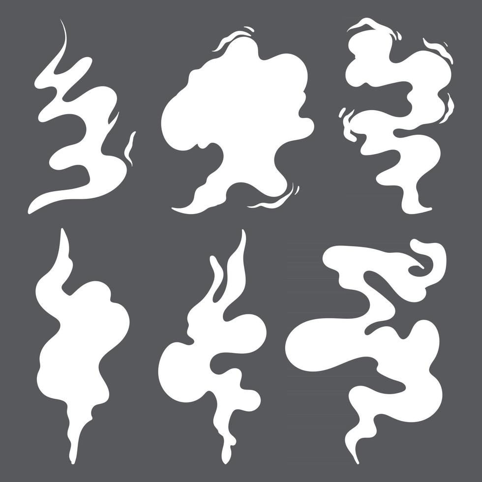 ensemble d'un style de dessin animé de nuages de fumée ou de vapeur vecteur