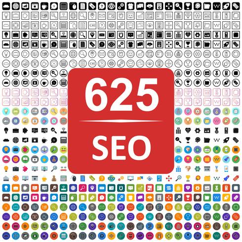 Ensemble d&#39;icônes d&#39;optimisation de moteur de recherche vecteur référencement