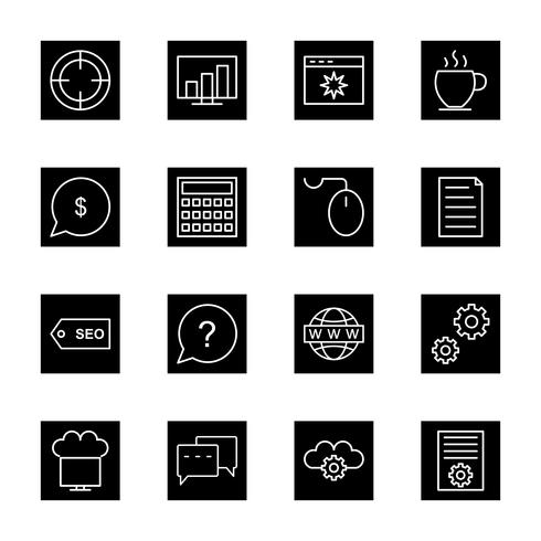 Ensemble d&#39;icônes d&#39;optimisation de moteur de recherche vecteur référencement