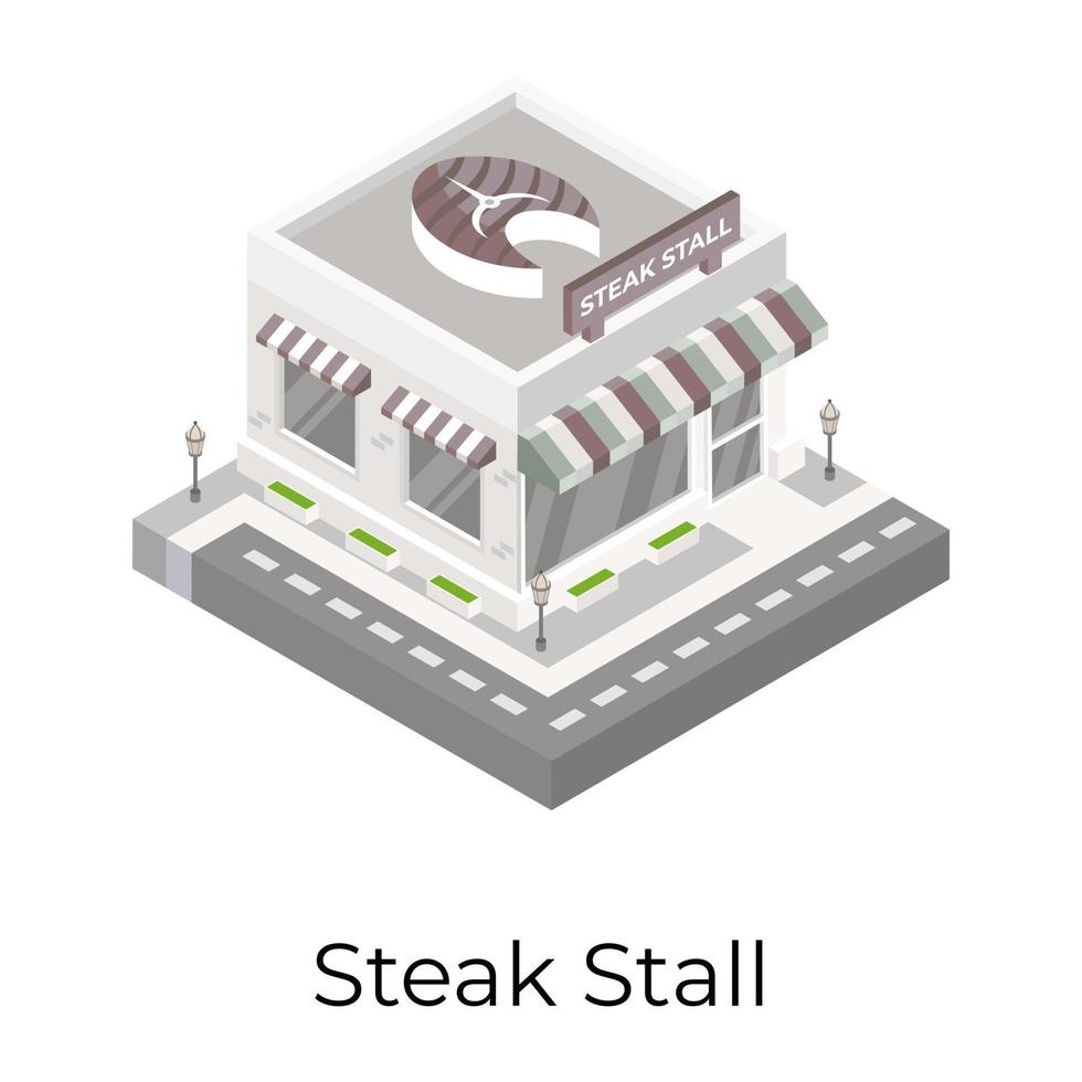 bâtiment de magasin de steak vecteur