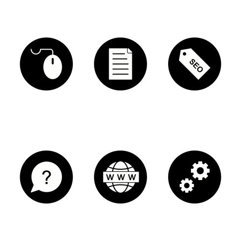 Ensemble d&#39;icônes d&#39;optimisation de moteur de recherche vecteur référencement