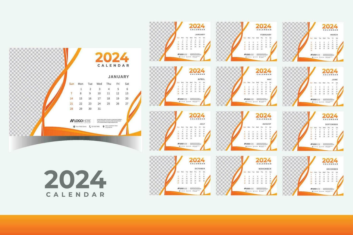 2024 calendrier table conception modèle, moderne Nouveau année calendrier conception dans affaires style vecteur