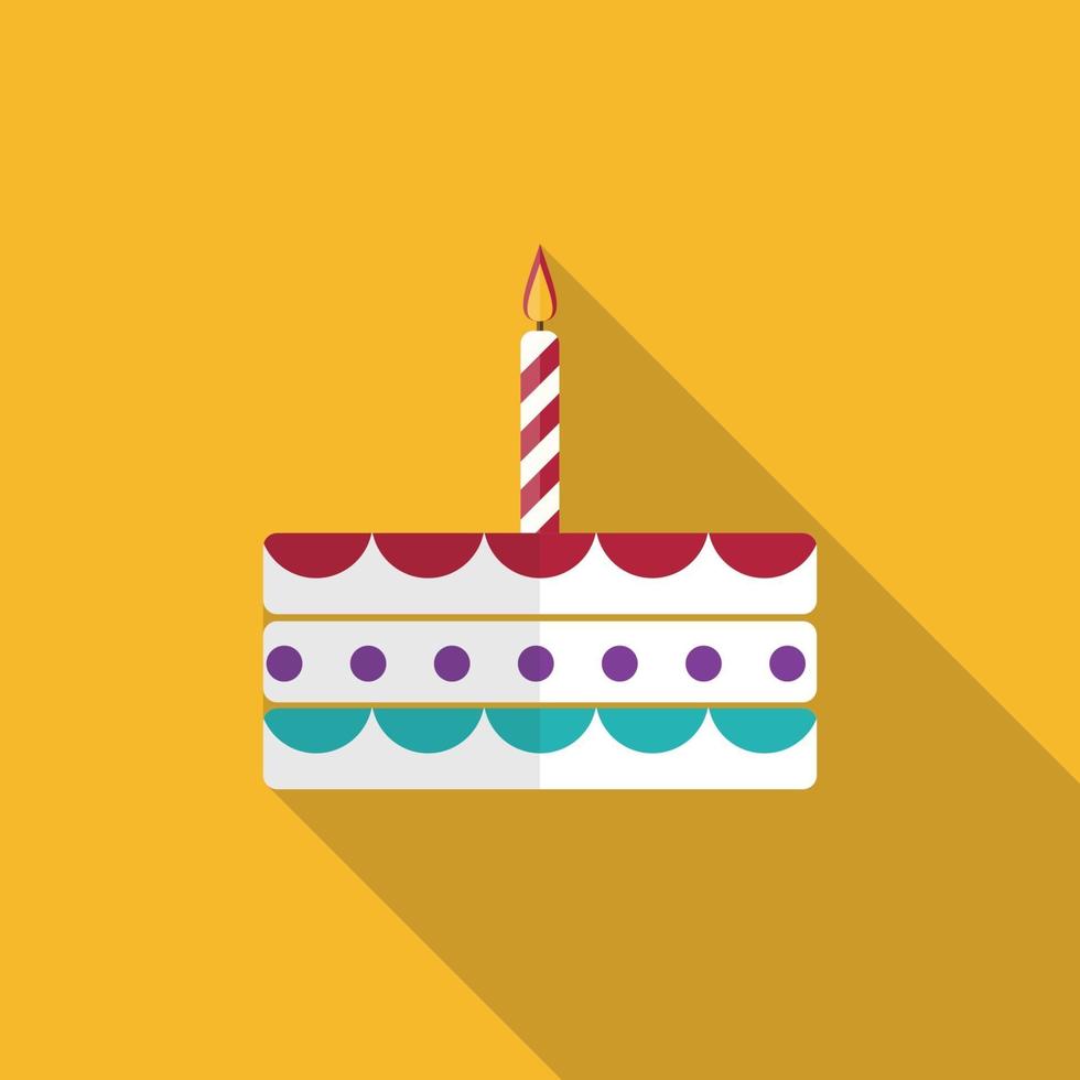 Icône plate de gâteau d'anniversaire avec ombre portée, illustration vectorielle vecteur