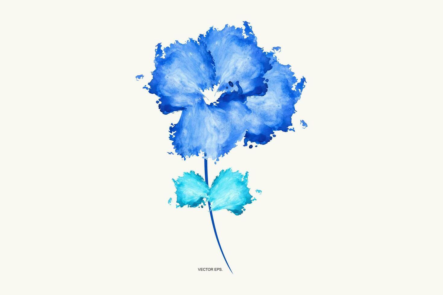 aquarelle bleu fleur sur blanc Contexte vecteur