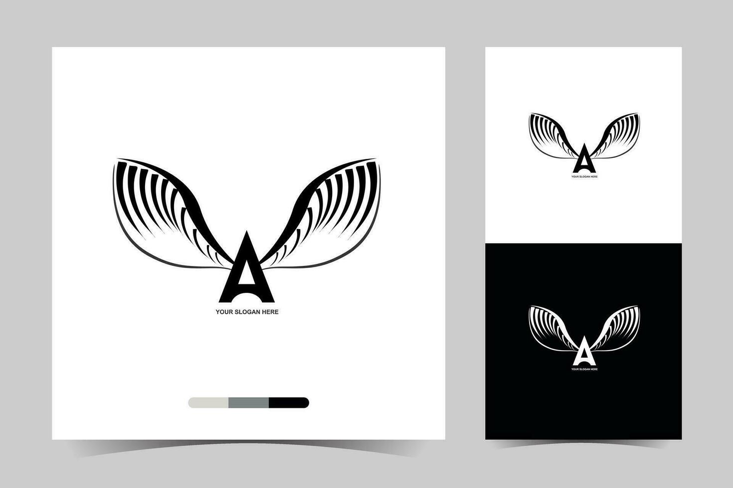 une lettre une logo avec ailes et une noir et blanc conception vecteur
