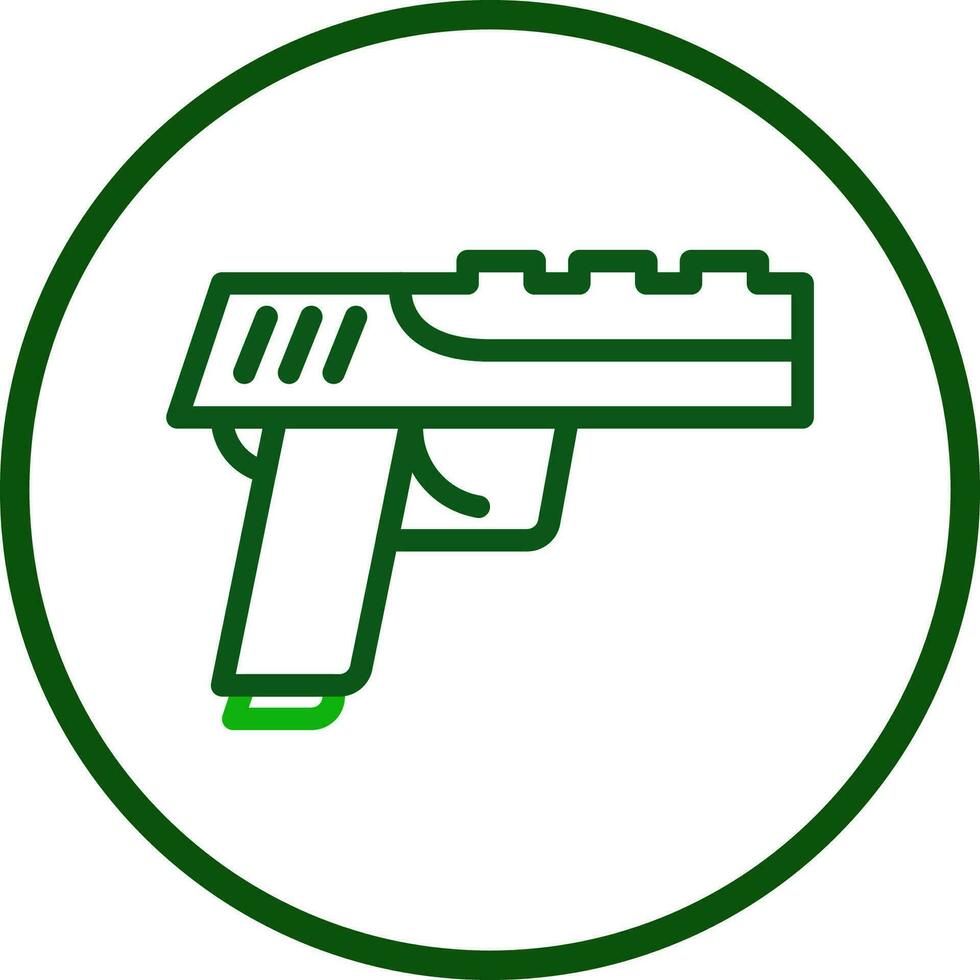 pistolet icône ligne arrondi vert Couleur militaire symbole parfait. vecteur