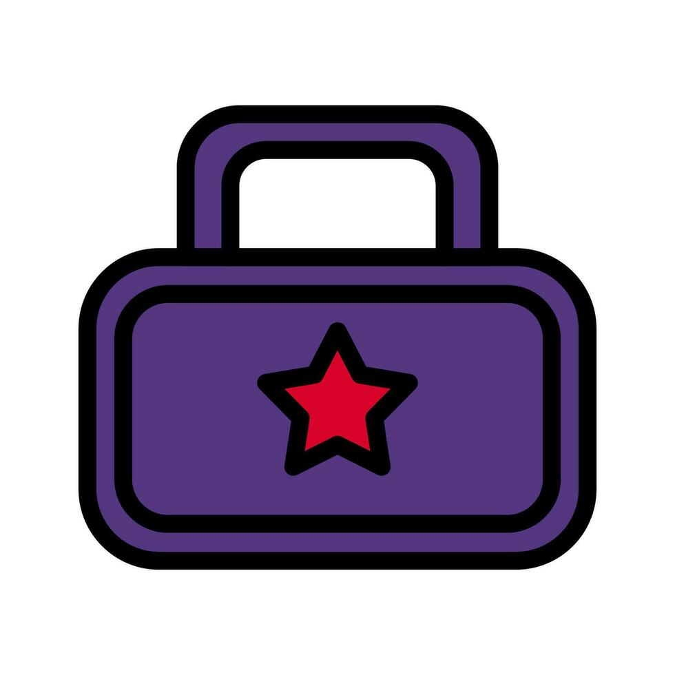 sac à dos icône coloré contour rouge violet Couleur militaire symbole parfait. vecteur
