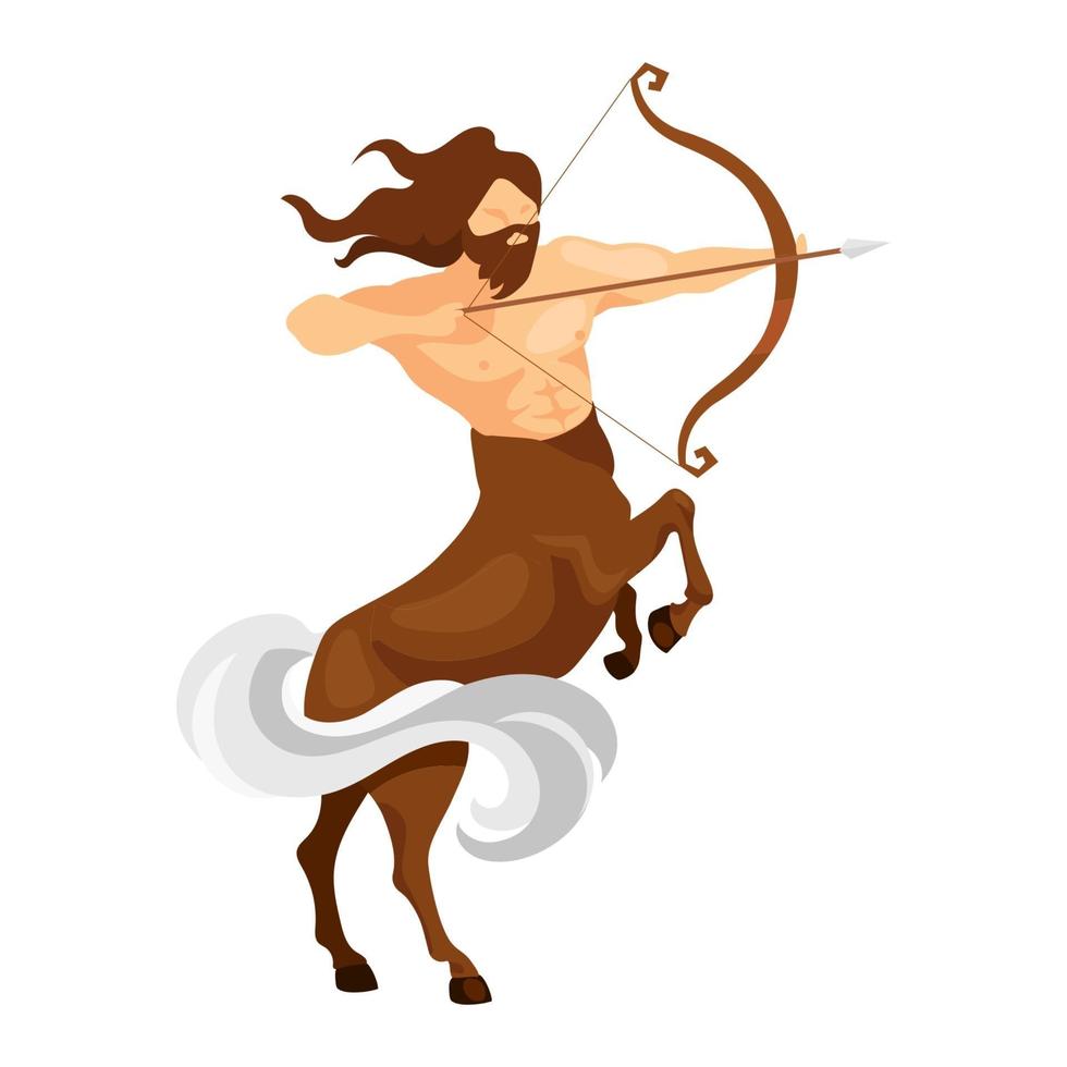 illustration vectorielle plane centaure. mi-homme, mi-cheval archer. mythologie grecque. guerrier fantastique. attaque de créature mythologique. Sagittaire personnage isolé sur fond blanc vecteur
